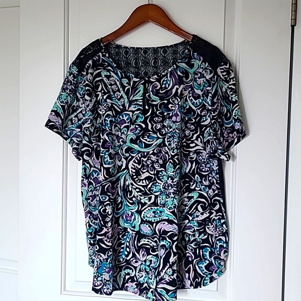 VAN HEUSEN Two Tone Blue Top XL